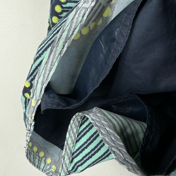 Patagonia Size 33 Leaf Print Lined Board Shorts Trunks Surf Swim Teal Yellow - Picture 9 of 9